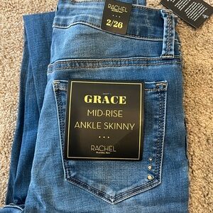 Rachel Grace Mid-Rise Ankle Skinny Jeans - Blue